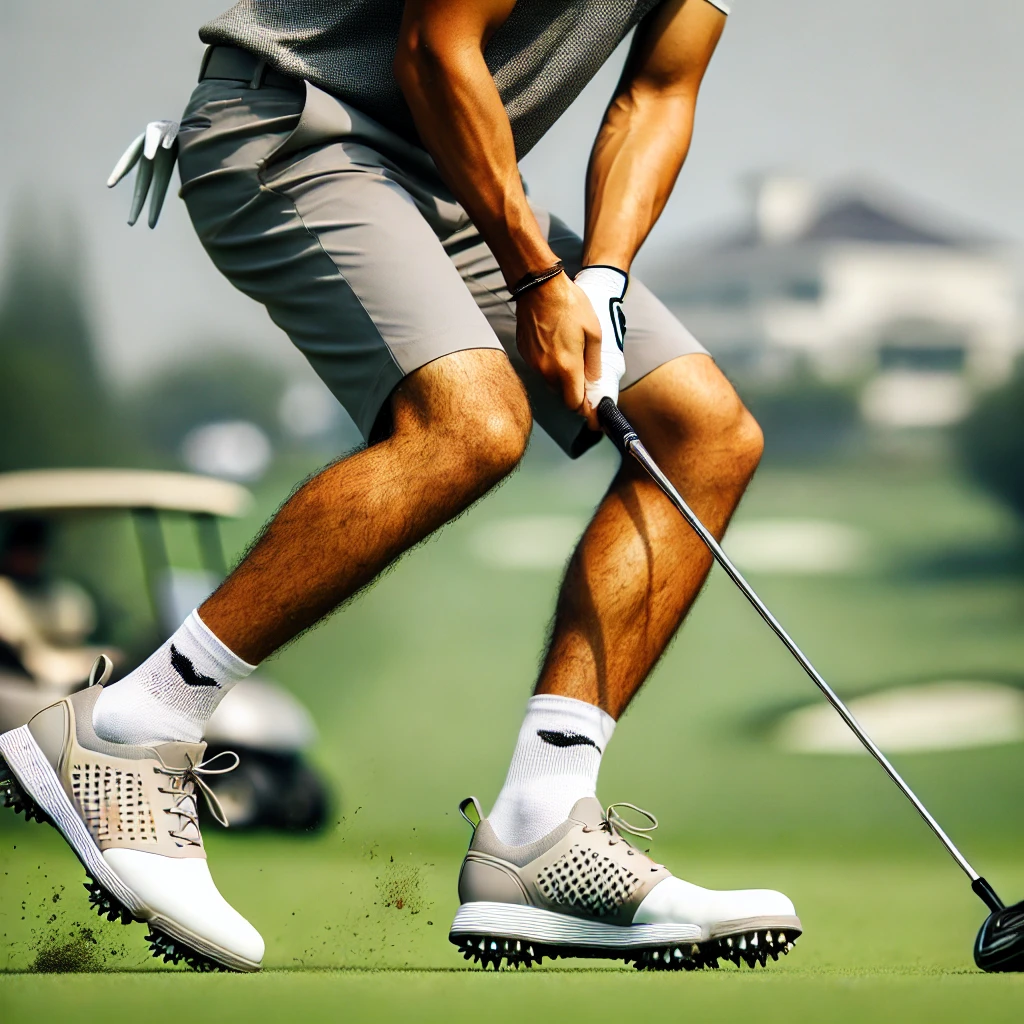 A-Japanese-professional-golfer-a-man-in-action-during-a-tournament-wearing-modern-spikeless-golf-shoes-focusing-on-the-shoes-and-the-players-dyna.webp