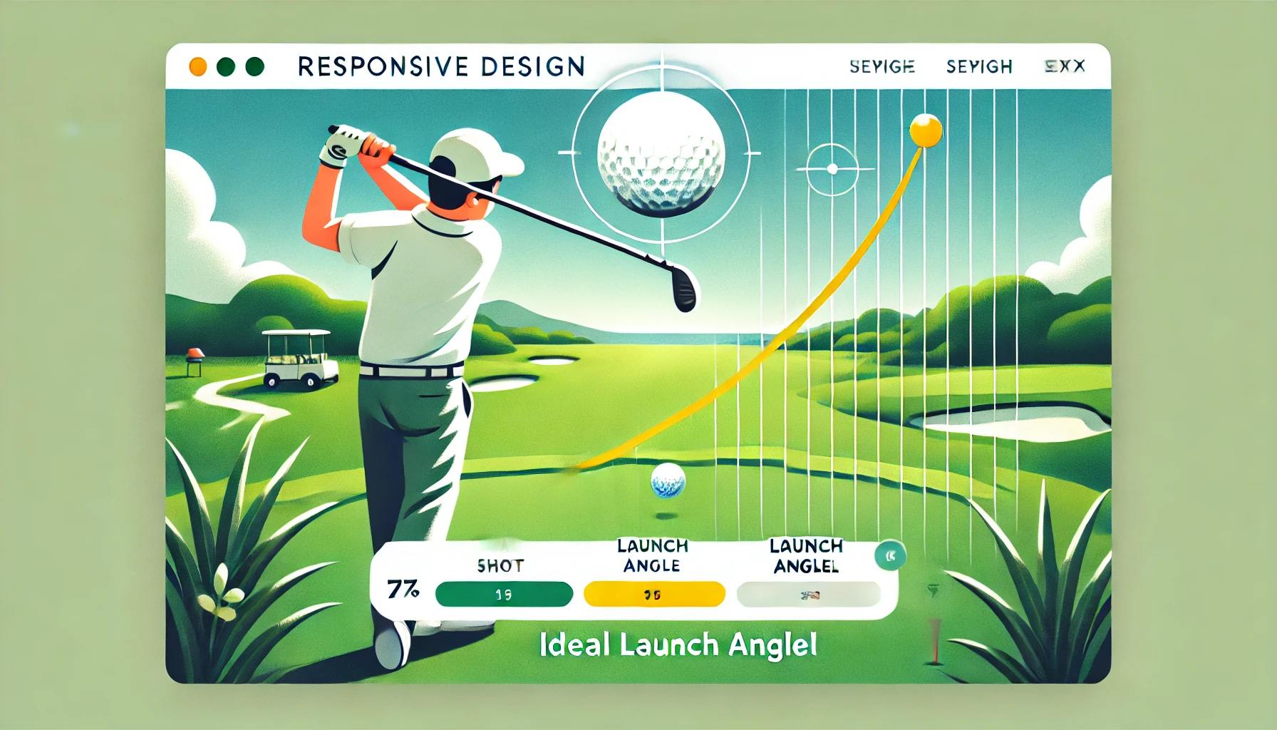 A-responsive-design-style-illustration-of-a-serene-golf-scene-featuring-a-Japanese-golfer-hitting-an-iron-shot-with-a-perfect-launch-angle.-The-ball-.webp