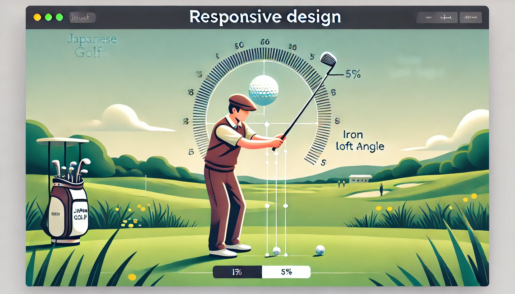 A-responsive-design-style-illustration-of-a-Japanese-golfer-demonstrating-the-adjustment-of-iron-loft-angles-on-a-sunny-golf-course.-The-golfer-is-sho.webp