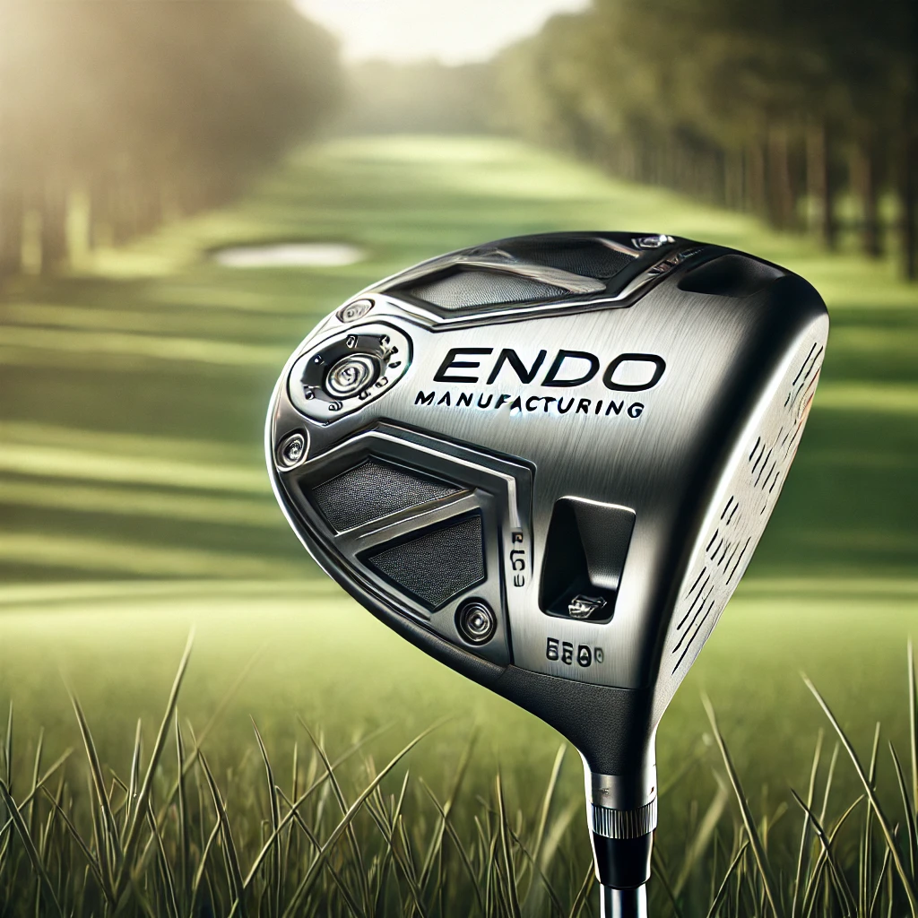 A-high-quality-image-of-a-premium-forged-golf-driver-manufactured-by-Endo-Manufacturing-placed-on-a-lush-green-golf-course.-The-clubs-details-are-sh.webp