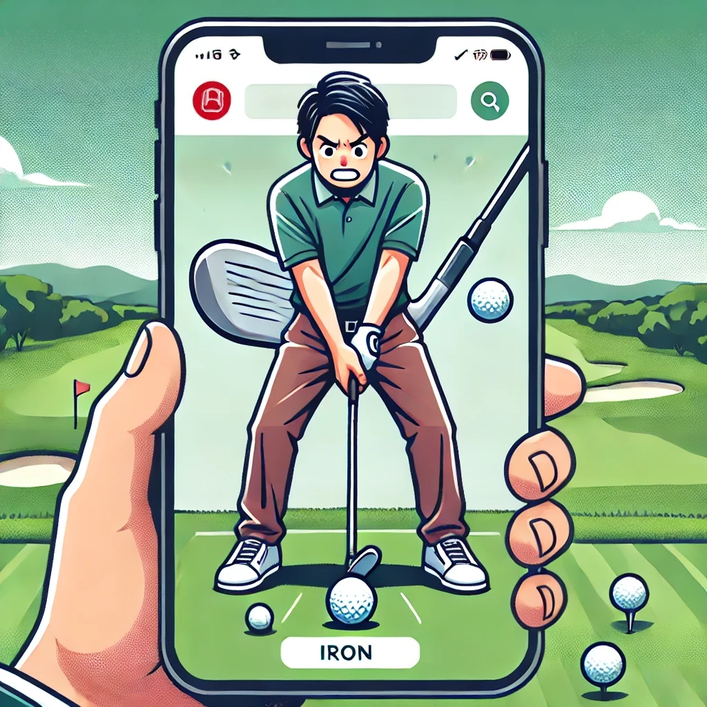 A-responsive-design-illustration-of-a-Japanese-golfer-who-can-hit-a-driver-well-but-struggles-with-an-iron-club.-The-golfer-looks-confident-with-a-dri.webp