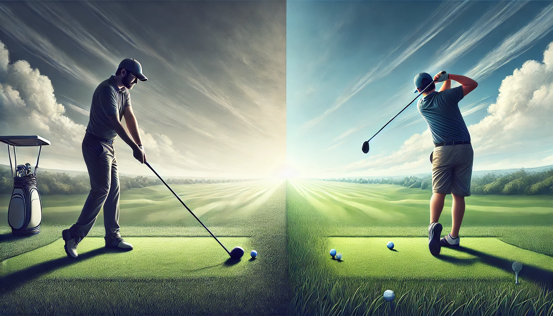A-visually-compelling-illustration-comparing-a-professional-golfer-and-an-amateur-golfer-in-terms-of-driving-distance.-The-image-highlights-the-differ.webp