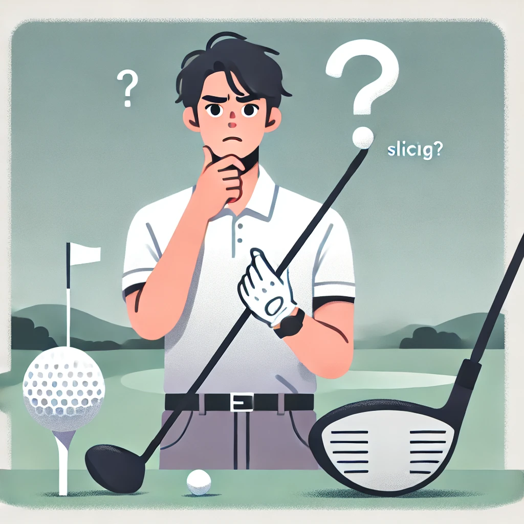 A-modern-flat-style-illustration-of-a-Japanese-male-golfer-in-his-30s-holding-a-flexible-golf-driver-shaft-looking-puzzled-as-he-observes-it-bend.-A-.webp