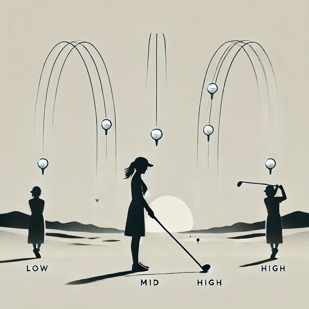 A-clean-minimalist-illustration-in-a-responsive-design-style-showing-a-Japanese-female-golfer-watching-different-ball-trajectories-on-a-golf-course-.webp
