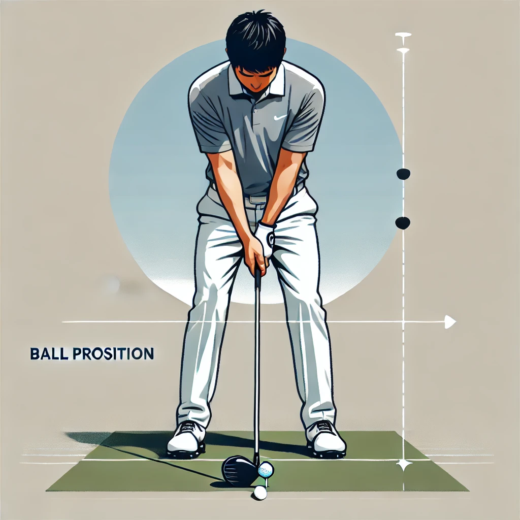 A-clean-minimalist-illustration-of-a-Japanese-golfer-demonstrating-correct-ball-position-for-a-driver-shot.-The-golfer-is-shown-at-setup-with-the-bal.webp