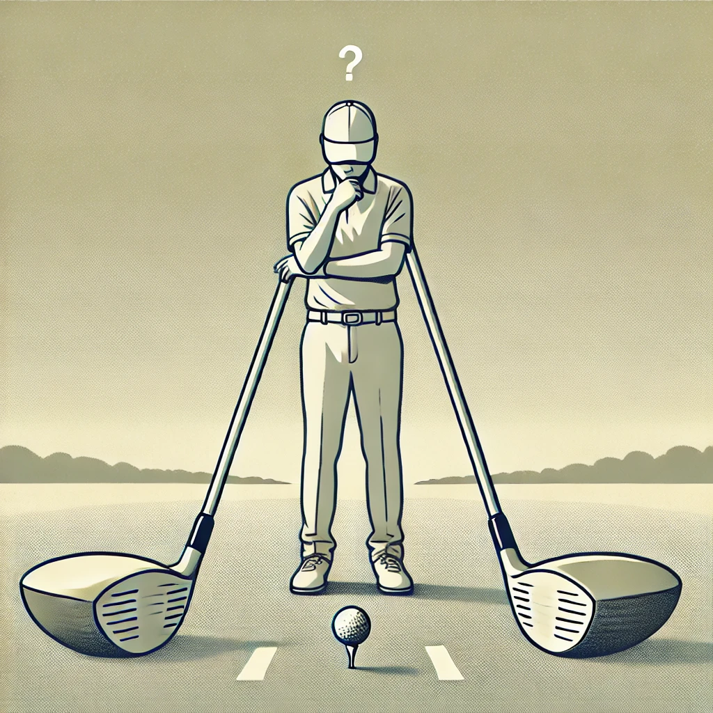 A-minimalist-illustration-of-a-Japanese-golfer-standing-thoughtfully-between-two-driver-positions-—-one-hand-first-and-one-hand-late-—-symbolizing-a-c.webp