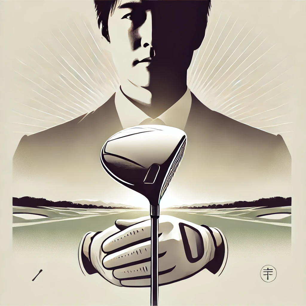 A-minimalist-modern-illustration-showing-a-close-up-of-a-Japanese-mans-hands-gripping-a-high-end-golf-driver-with-sunlight-highlighting-the-club-he.webp