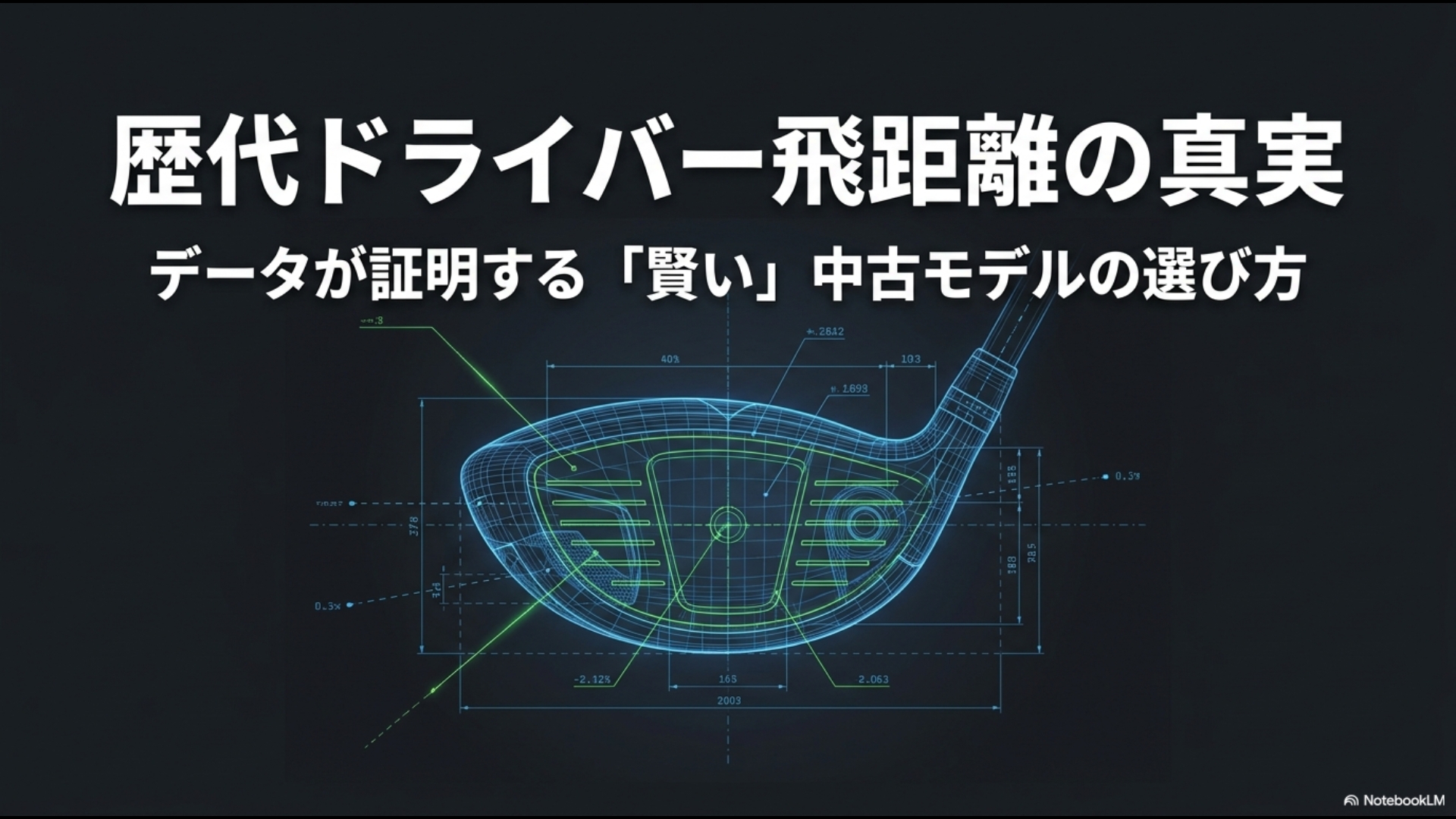 歴代ドライバーの飛距離性能の真実と賢い中古モデルの選び方を解説するタイトルスライド画像