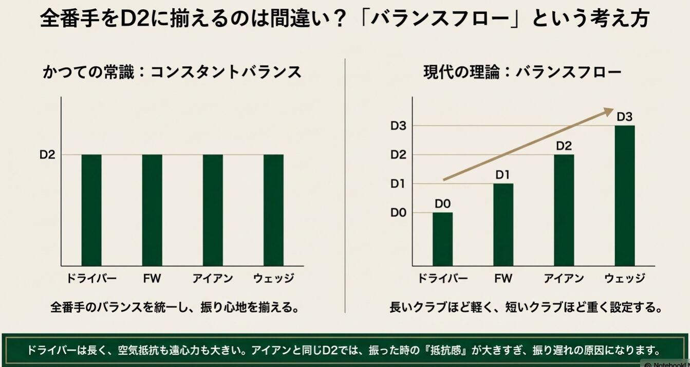 全番手D2統一(コンスタントバランス)と現代的なバランスフローの比較