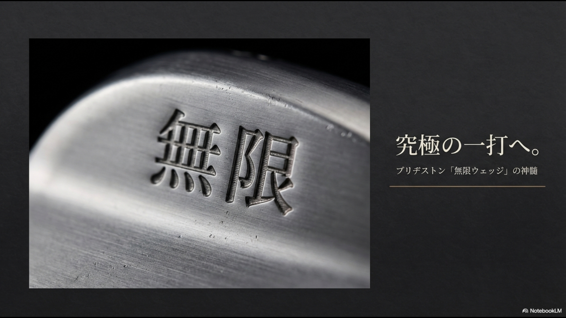 ブリヂストン無限ウェッジのバックフェースに刻印された「無限」の文字のアップ画像