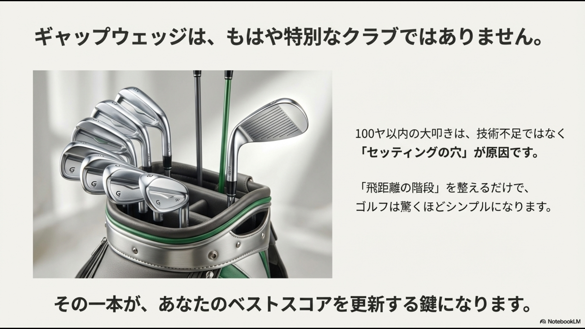 飛距離の階段を整え、ゴルフをシンプルにするためのギャップウェッジの重要性のまとめ