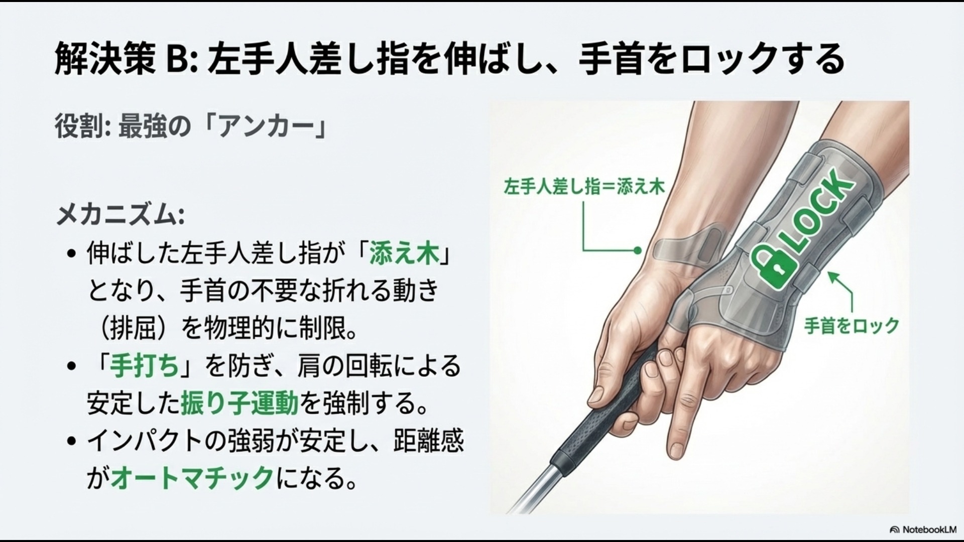 左手人差し指を伸ばす効果:手首のロック