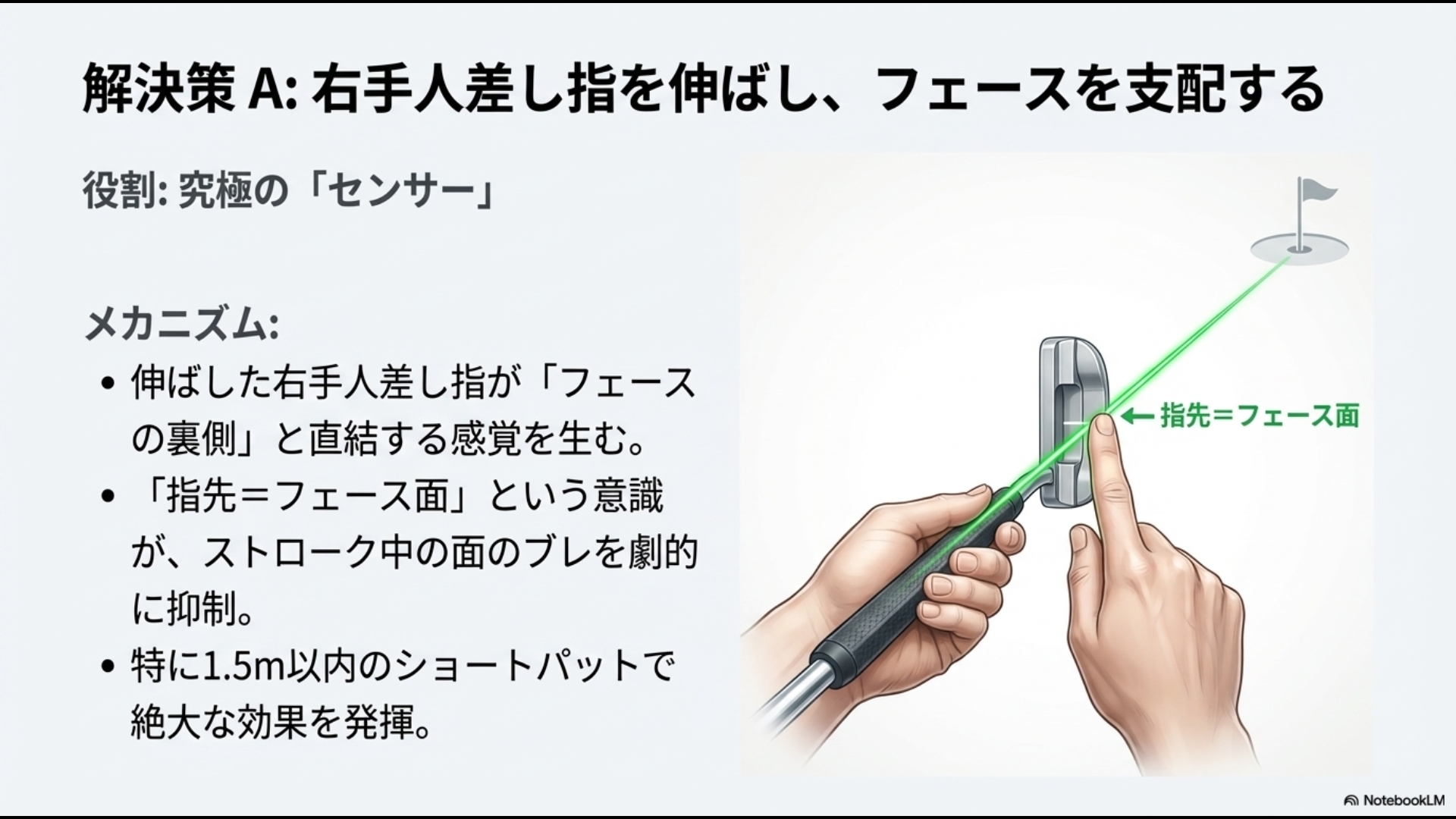 右手人差し指を伸ばす効果:フェース面の管理