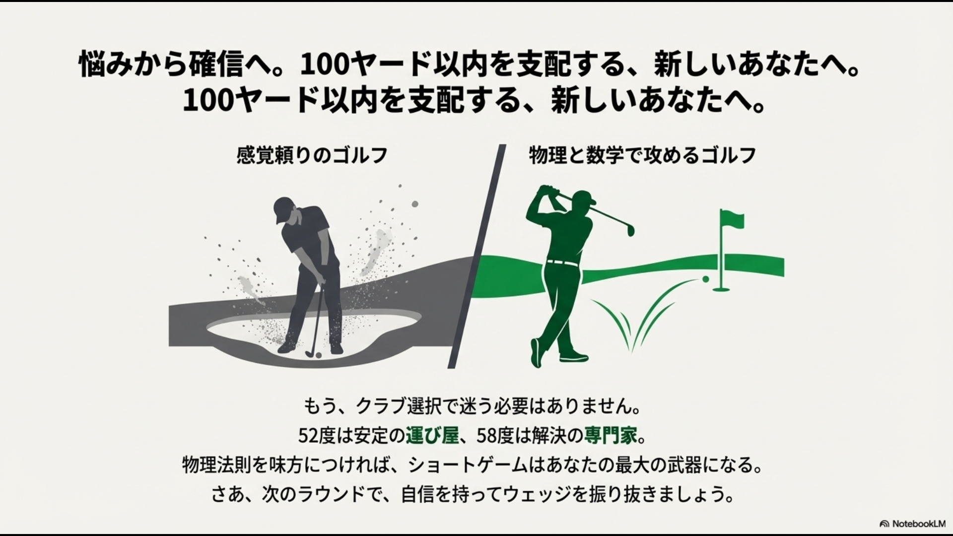 感覚頼りのゴルフから物理法則を味方にしたゴルフへの転換イメージ