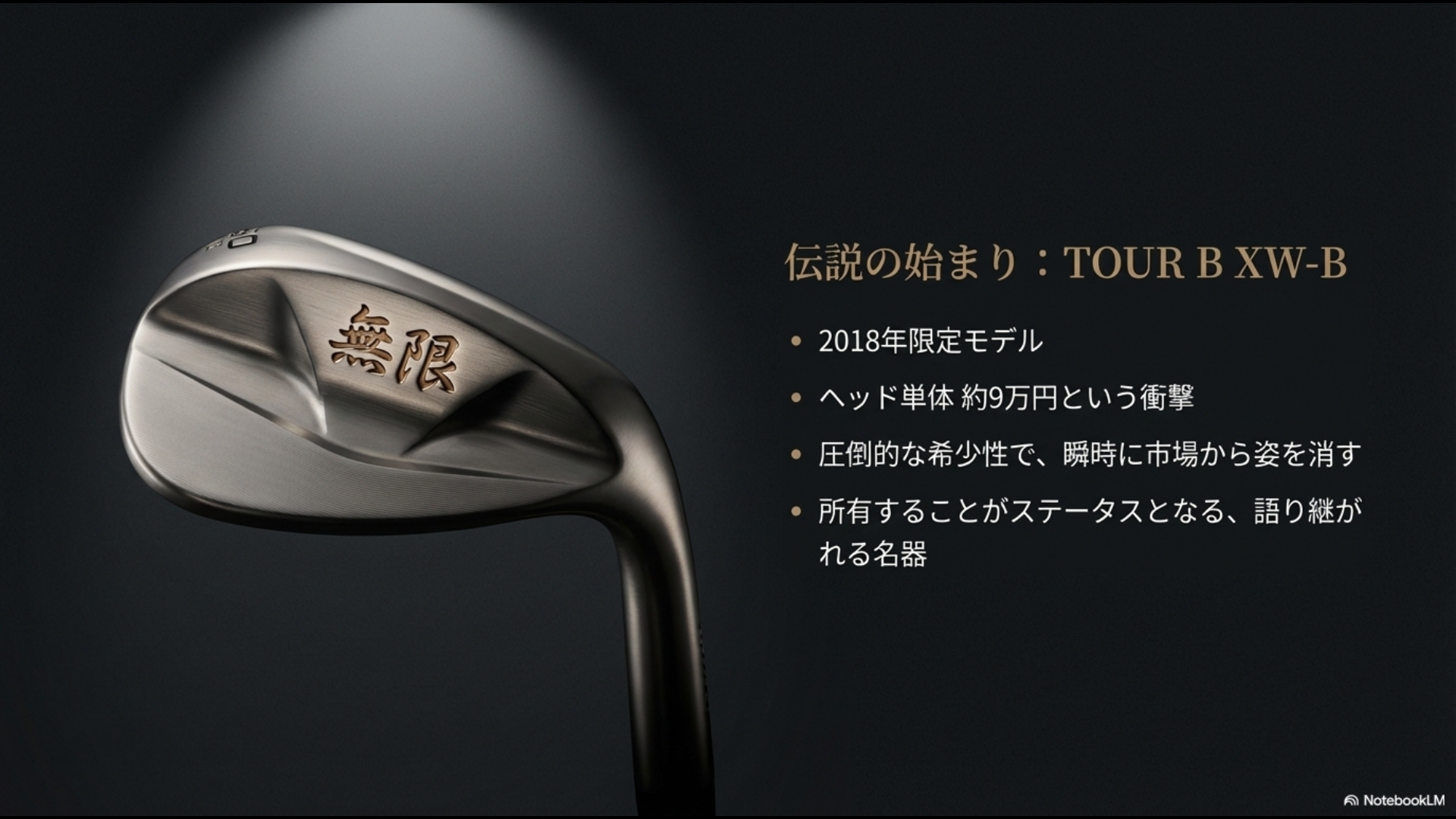 2018年に限定発売されたブリヂストン TOUR B XW-B 無限ウェッジの製品紹介スライド