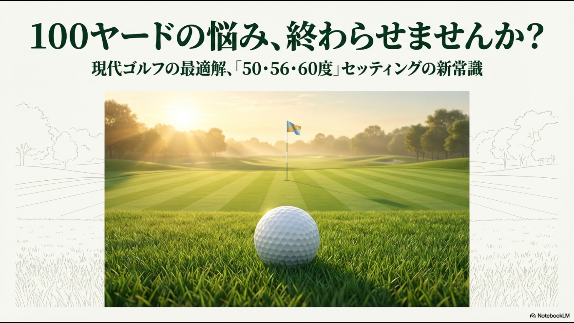 100ヤードの悩みを解決する現代ゴルフの最適解、ウェッジ50度・56度・60度セッティングの紹介スライド