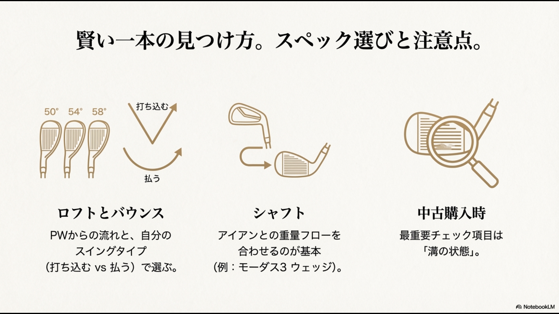 打ち込むタイプ・払うタイプ別のスペック選びと、中古購入時の溝チェックの重要性