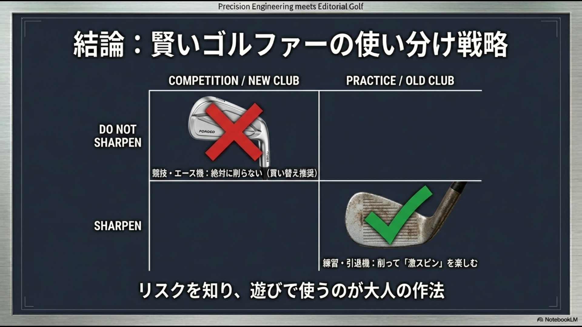 賢いゴルファーのウェッジ使い分け戦略：競技用エース機は買い替え、練習用は溝削りで再生