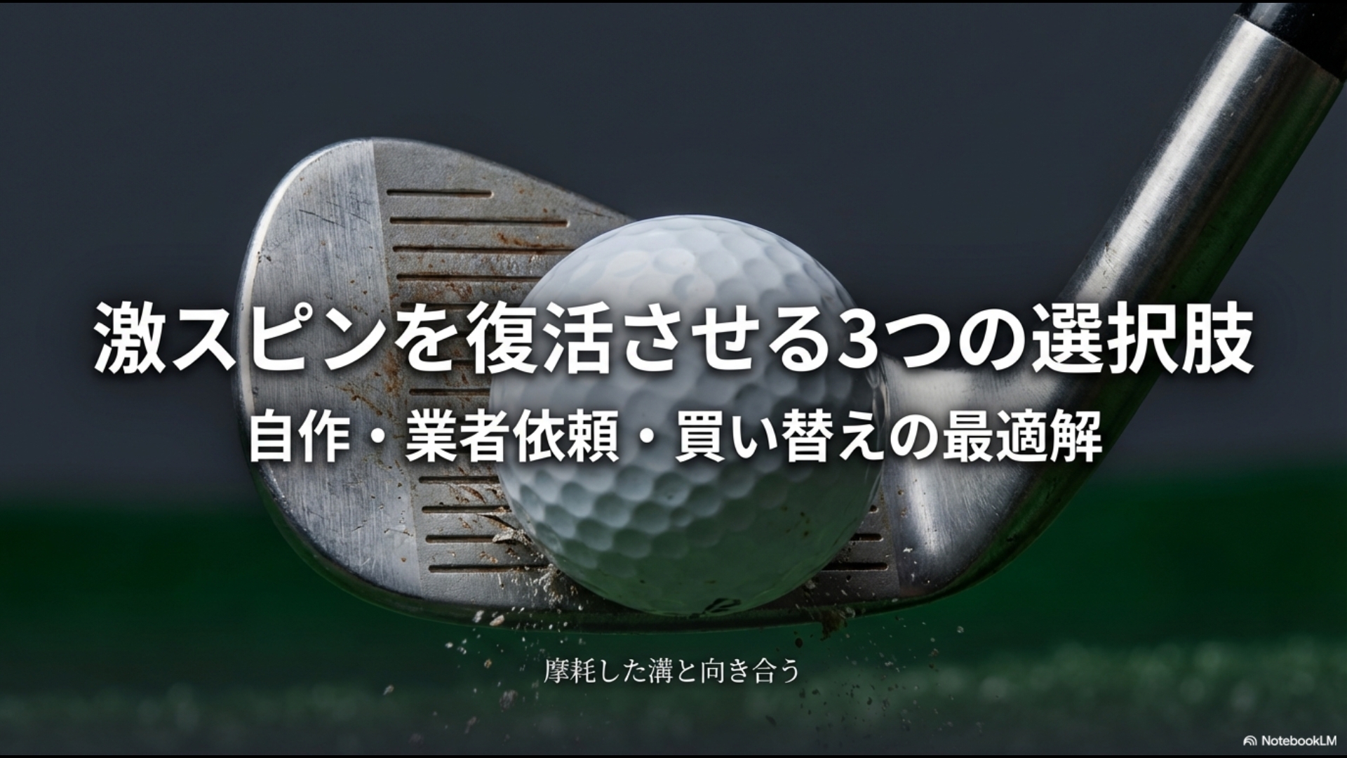 ゴルフウェッジのスピンを復活させるための「自作」「業者依頼」「買い替え」という3つの選択肢の概要