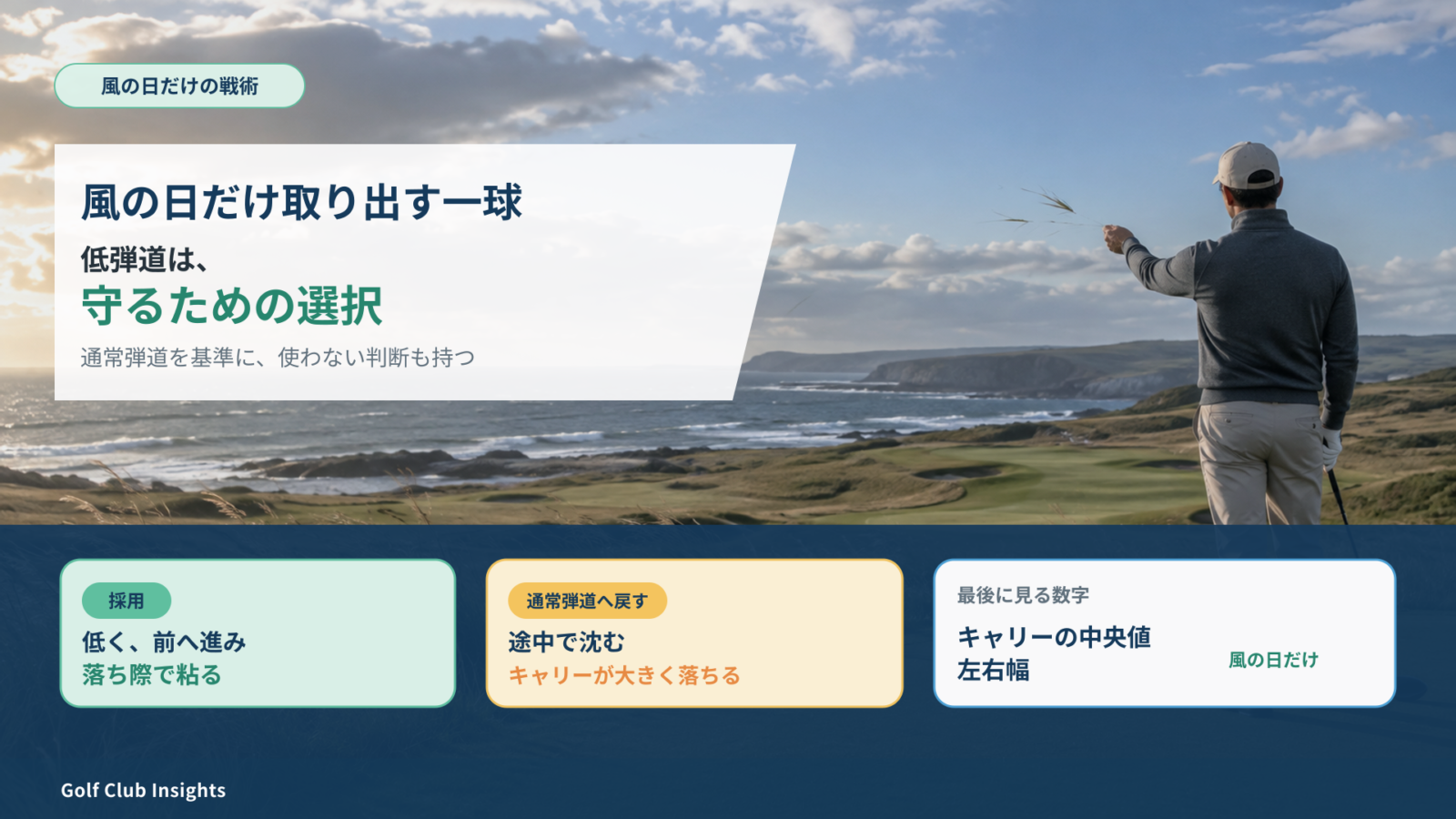 風を読みキャリーが残る時だけ低弾道を守りの選択として使う記事のまとめ