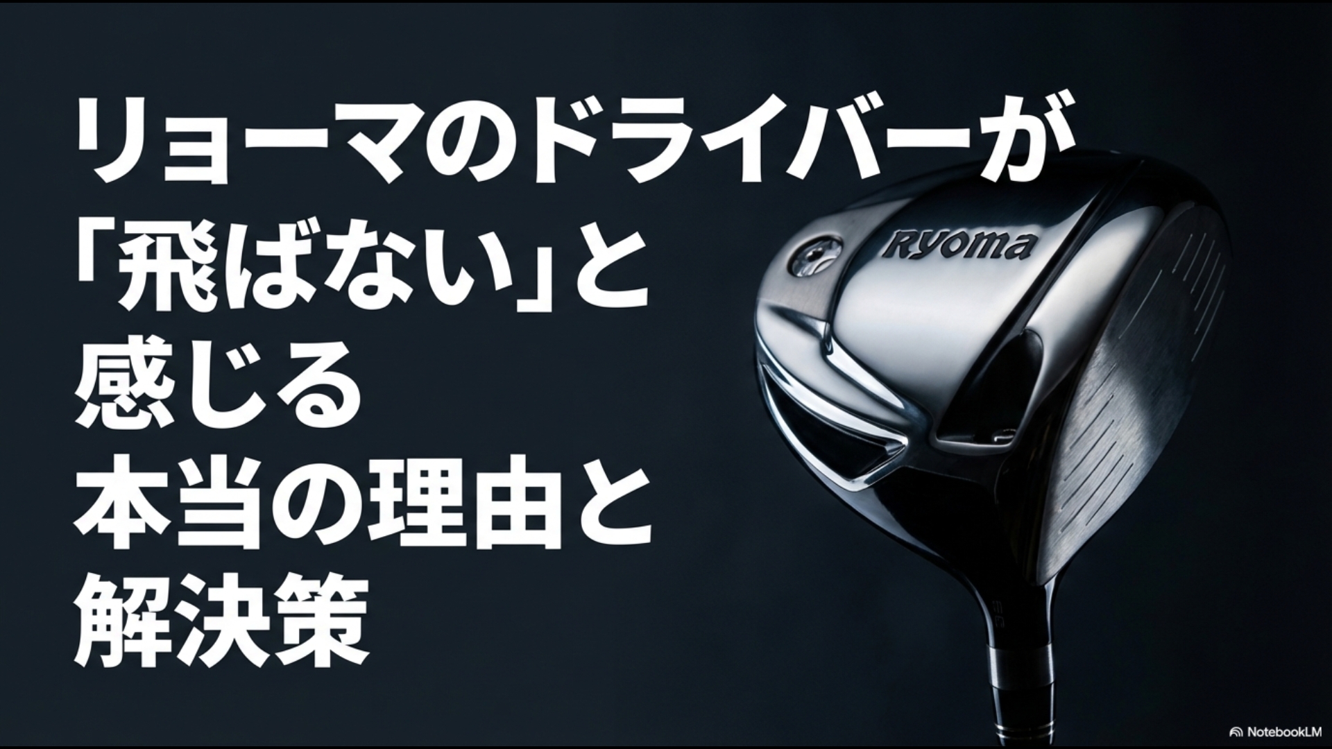 リョーマゴルフのドライバーが飛ばないと感じる原因と物理的・技術的な解決策をまとめたスライド画像
