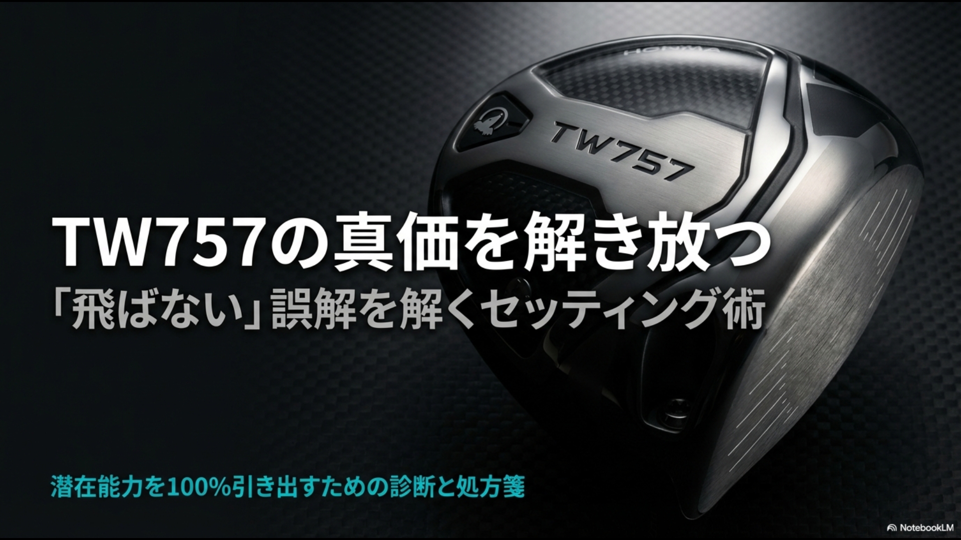 本間ゴルフ TW757 ドライバーの製品画像と「飛ばない」誤解を解くセッティング術のタイトルスライド
