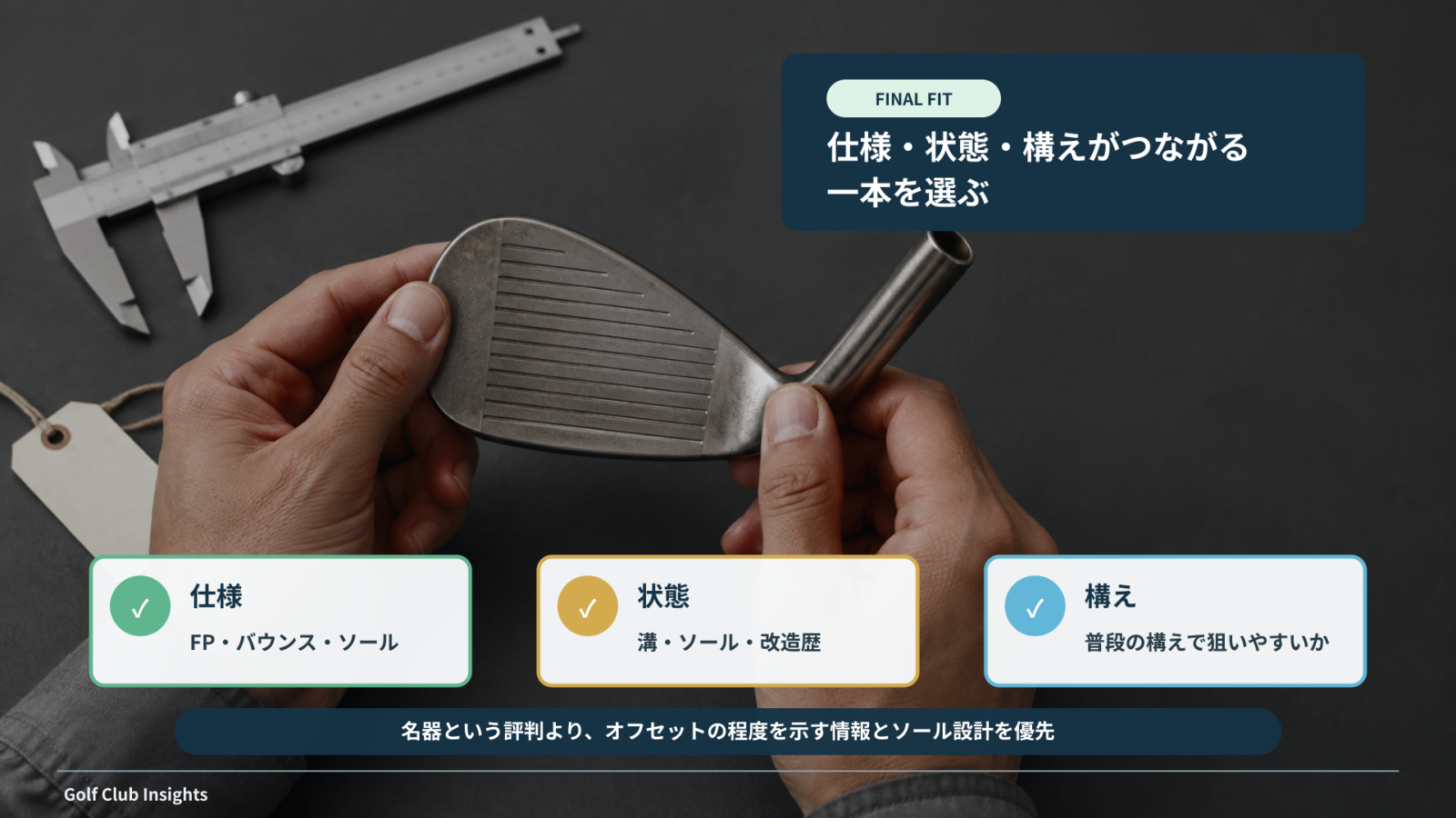 中古ウェッジを確認し、仕様・状態・構えの三点でグースネックの名器を選ぶ最終判断