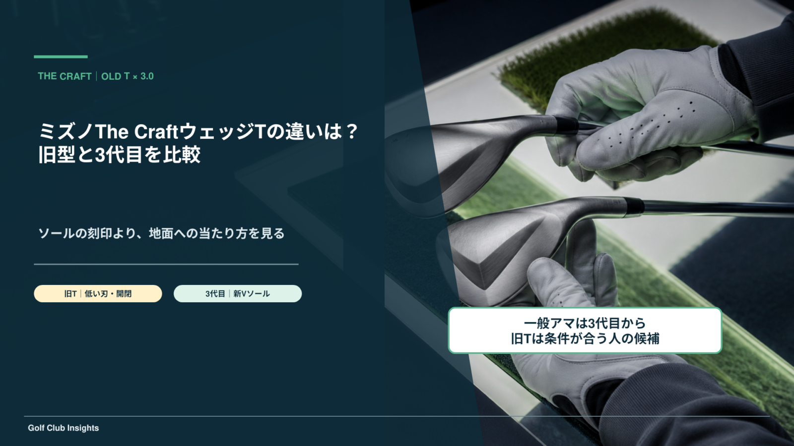 ミズノThe Craftウェッジの旧型Tと3代目の違いを示すアイキャッチ