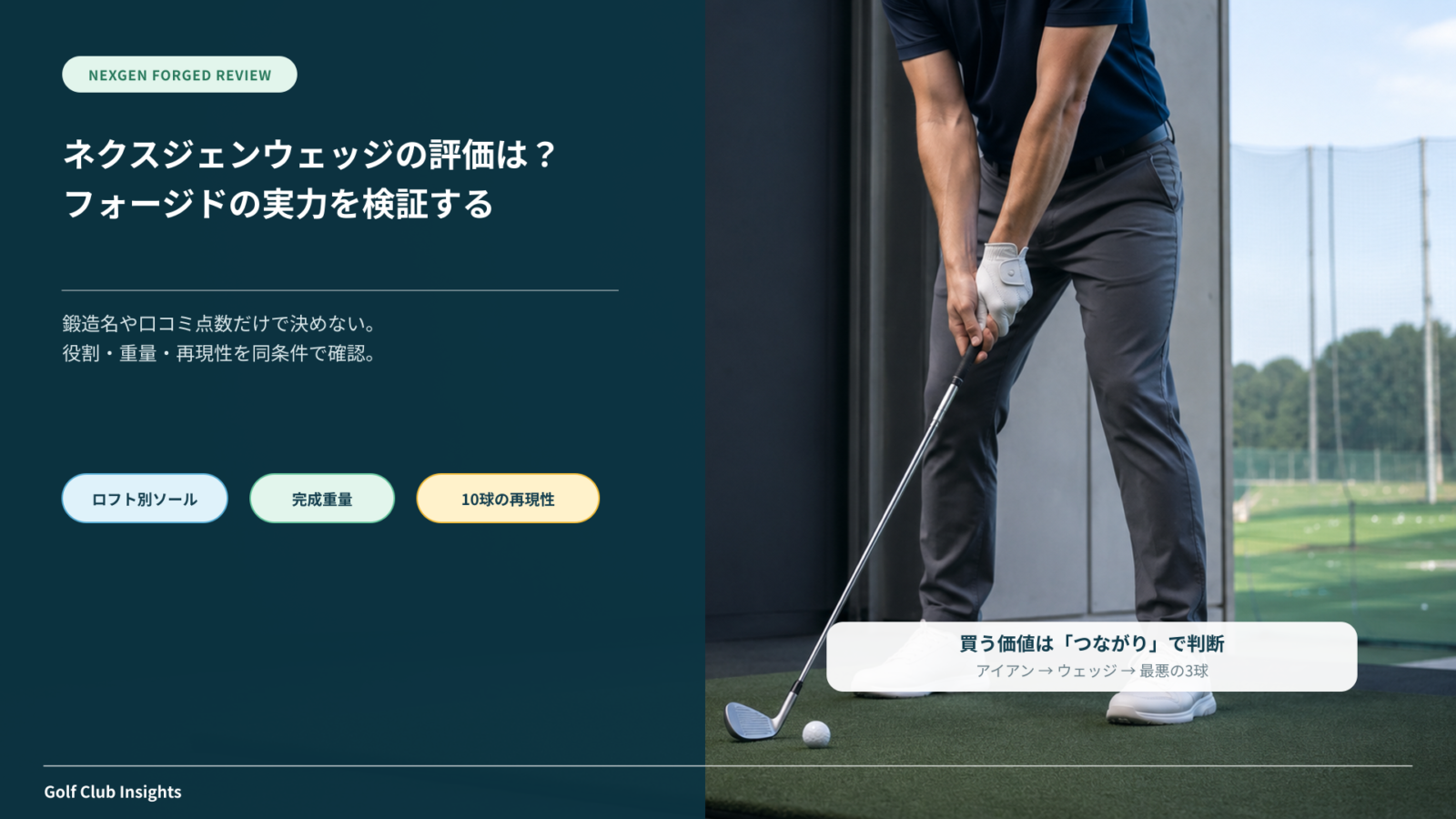 ネクスジェンウェッジの評価をロフト別ソール・完成重量・再現性で検証する記事のアイキャッチ