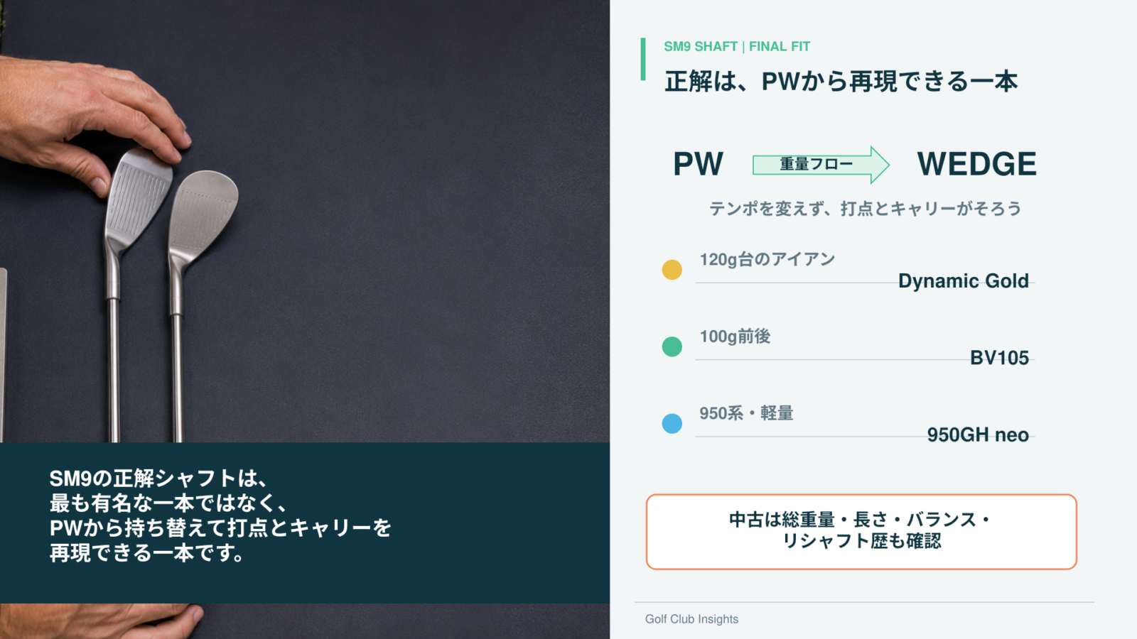 PWから打点とキャリーを再現できるSM9シャフトを重量フローで選ぶ最終判断
